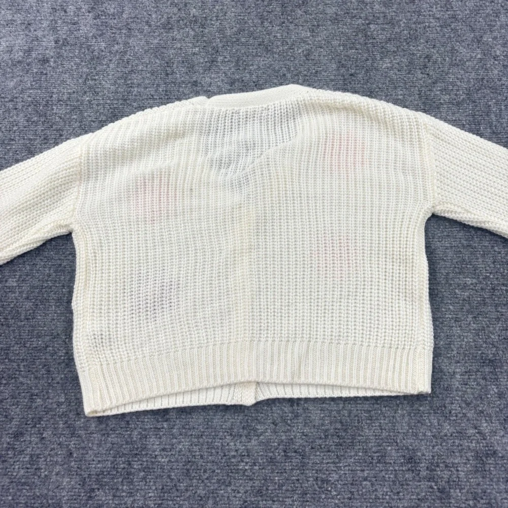 Freshman Cardigan Sweater Medium White Floral Embroidered Button Front NWT Women